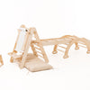Set de cățărat Montessori 6 în 1:scară triunghiulară + Arc/balansoar + Tobogan/Rampă + Plasă + Pernă + Sevalet
