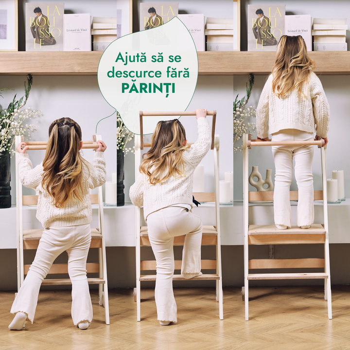 Turn de învățare: Scaun cu treaptă pliabilă pentru copii mici – Gri