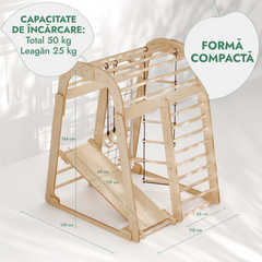 Loc de joacă de interior pentru copii mici – 7 în 1 Loc de joacă + Set de leagăne + Tobogan + Set de artă
