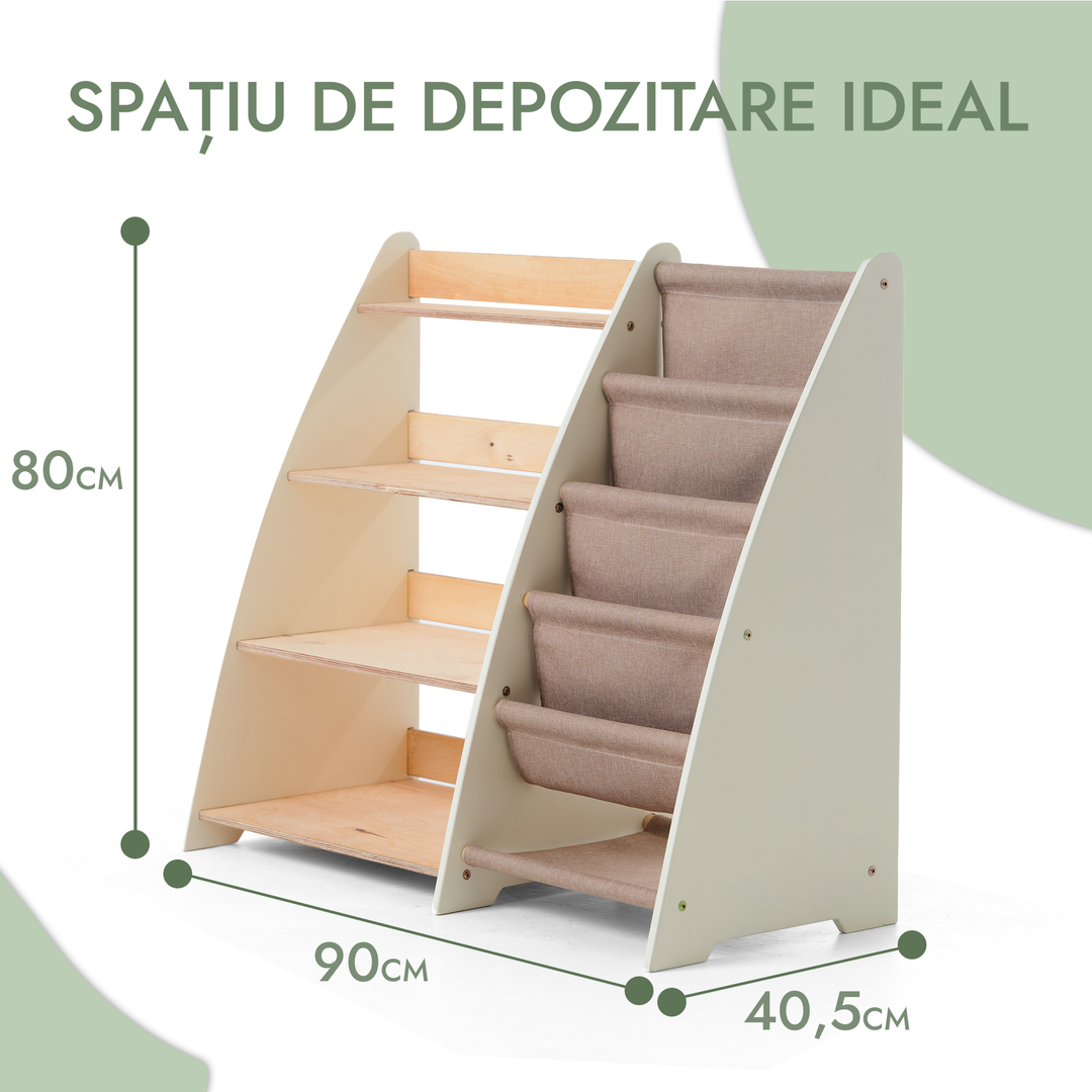 Raft Montessori 2 în 1 pentru cărți și jucării pentru copii mici