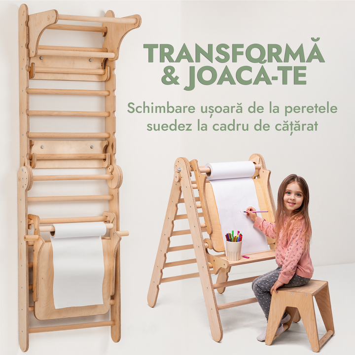 7in1 Spalier de gimnastică/scară de cățărat pentru copii + Set cu leagăn + Umelecký doplnok