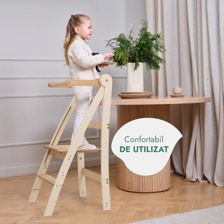 Turn de învățare reglabil: taburet cu trepte pentru copii