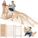 Set de cățărare Montessori 5 în 1: Triunghi Pikler + Arc/Balansoar + Tobogan/Rampă + Plasă de cățărare + Pernă