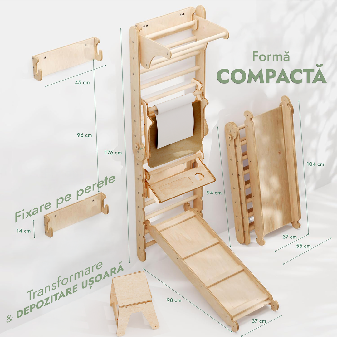7in1 Spalier de gimnastică/scară de cățărat pentru copii + Set cu leagăn + Umelecký doplnok