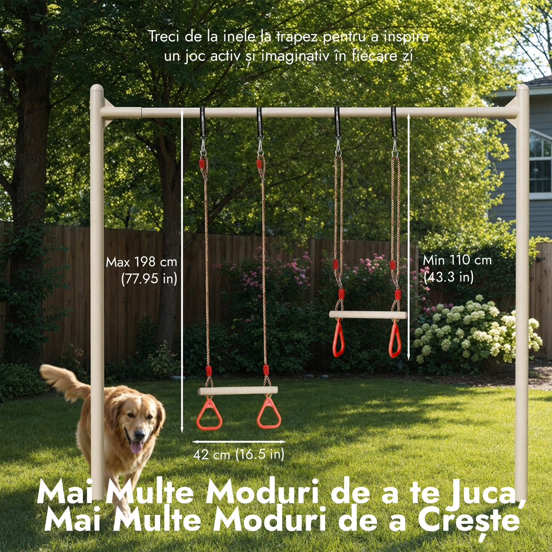 Set leagăn 2în1: Trapez + Inele de gimnastică