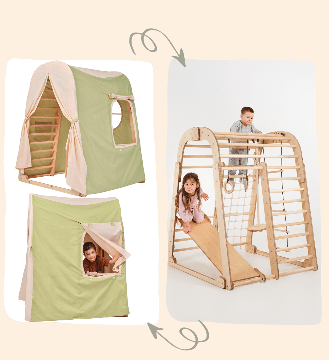 Husă pentru cort de joacă pentru loc de joacă interior din lemn